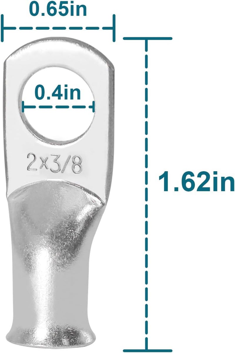 QIATOL كابلات بطارية 2 AWG مع أطراف نحاسية 3/8 بوصة (2 قطعة 2 قدم) - Image 3